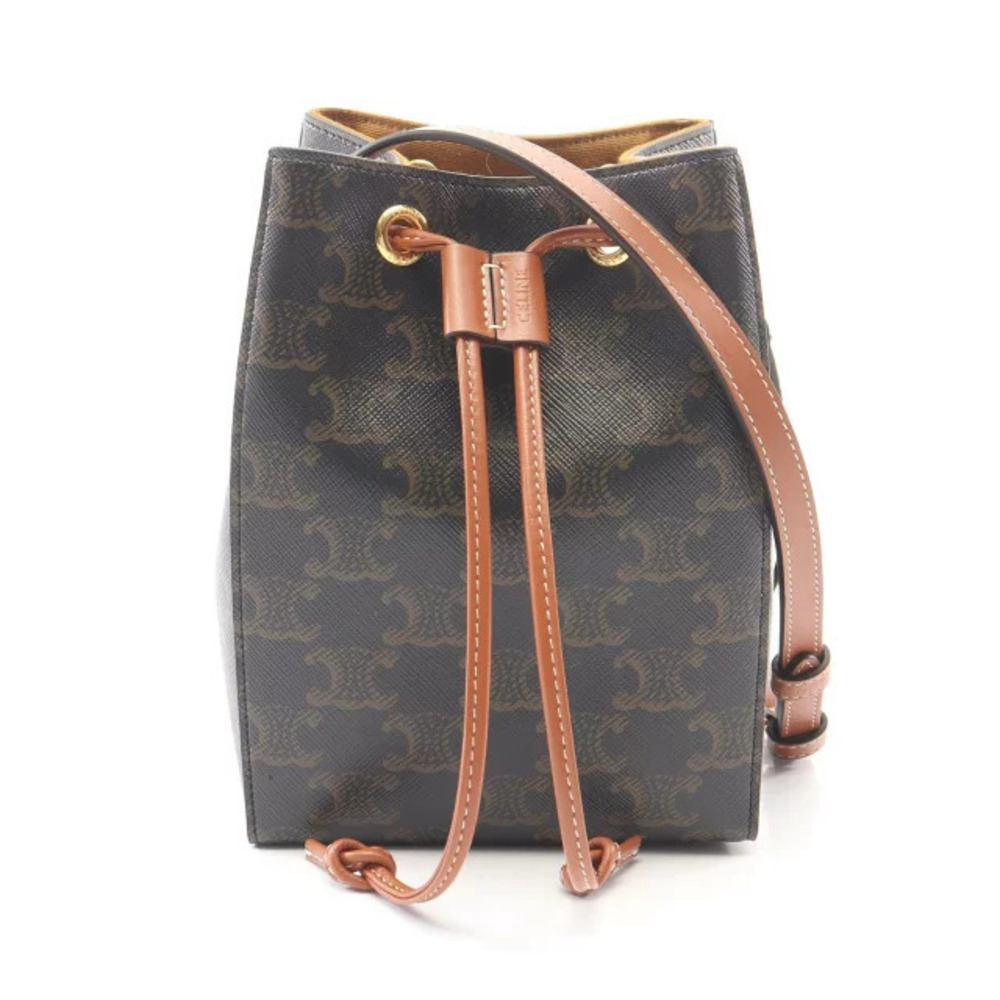 Celine Sailor Shoulder Bag Canvas Leather Black Brown
